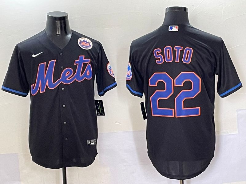 Men New York Mets #22 Soto Black Game 2025 Nike MLB Jersey style 5047